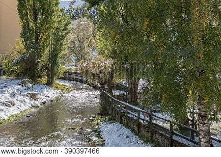 Canillo, Andorra : 2019 February 01 : Snowy Sunrise In The Town Of Canillo In Winter. Canillo, Andor