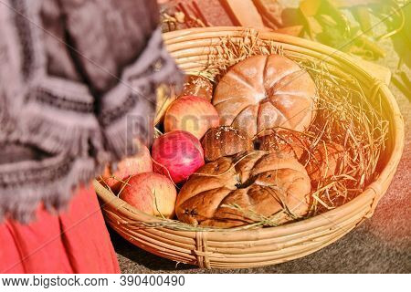 The Bread Baked At The Retro Technology Of Ancient Rome. Vintage Cooking In The Ancient Era. Roman B