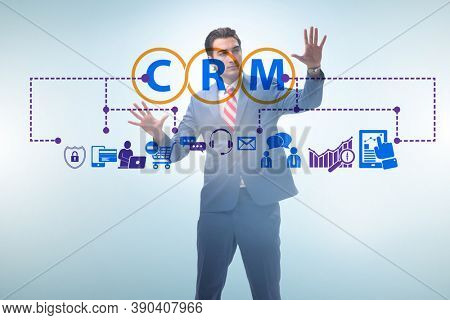 CRM custromer relationship management concept with businessman