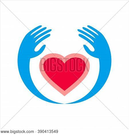 Abstract Two Hand With Love Icon Logo Vector Flat Concept Design