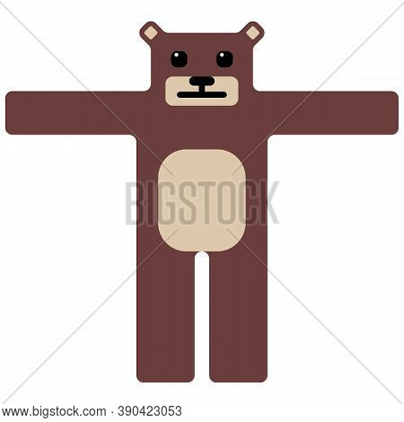 Colorful Vector Illustration Of Brown Bear. Isolated On White. Flat Design.