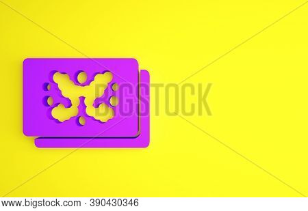 Purple Rorschach Test Icon Isolated On Yellow Background. Psycho Diagnostic Inkblot Test Rorschach. 