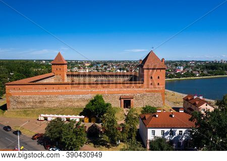 Birds-eye View Of The Medieval Lida Castle In Lida. Belarus. Castles Of Europe