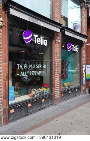 Stockholm, Sweden - August 23, 2018: Telia Telecommunications Operator Store In Stockholm, Sweden. T