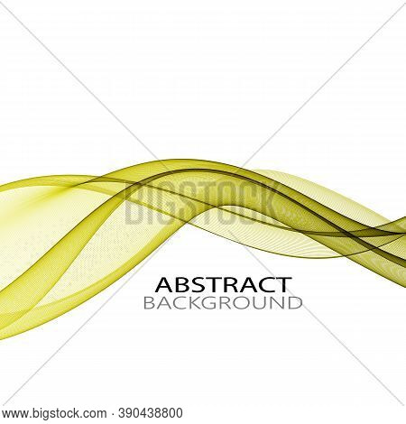 Abstract Vector Background, Green Transparent Waved Lines For Brochure, Website, Flyer Design. Illus