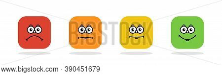 Emoticons. Feedback. Rating Scale With Smiles Representing Various Emotions. Emoticon Different Mood
