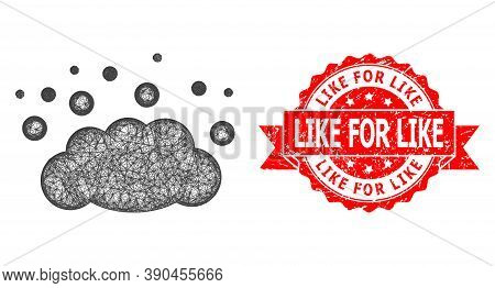 Network Cloud Emission Icon, And Like For Like Rubber Ribbon Seal Imitation. Red Seal Has Like For L
