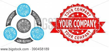 Wire Frame Collaboration Icon, And Your Company Rubber Ribbon Seal Print. Red Stamp Seal Includes Yo