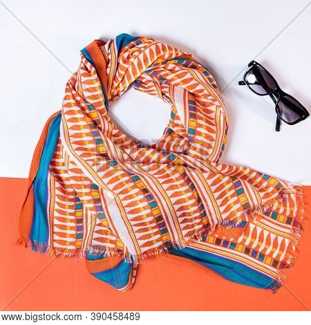 Patterned Female Tippet Scarf Isolated Top View