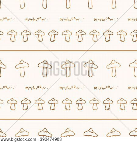 Seamless Background Webcap Stripe Mushroom Gender Neutral Pattern. Whimsical Minimal Earthy 2 Tone C