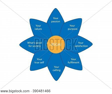 Diagram Of Japanese Ikigai Concept. Vector Illustration