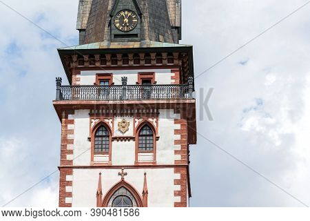 Sightseeing Tower Of The Late Gothic Decanal Church Of The Assumption Of The Virgin Mary In Chomutov