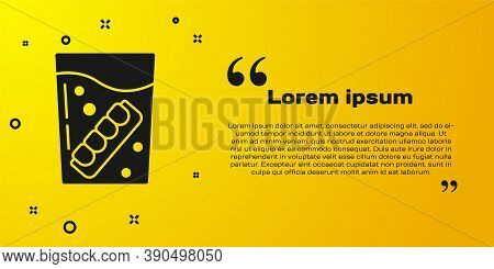 Black False Jaw In Glass Icon Isolated On Yellow Background. Dental Jaw Or Dentures, False Teeth Wit