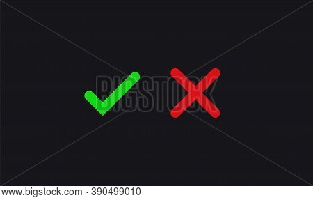 Check Mark. Positive And Negative Voting Approved Choice Decision And Negatory Agreement Checklist O