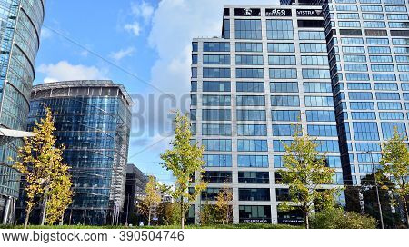 Warsaw, Poland. 19 October 2020. Roundabout Daszynski. New Skyscrapers In The Financial District Of 