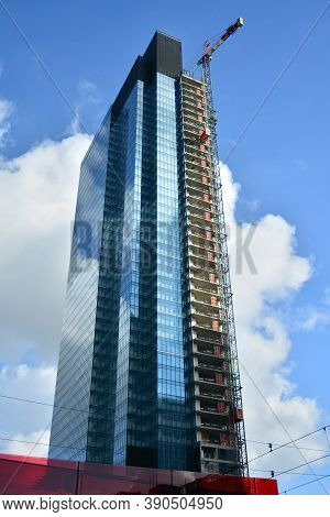 Warsaw, Poland. 19 October 2020. Roundabout Daszynski. New Skyscrapers In The Financial District Of 