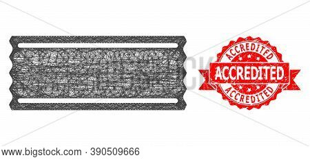 Wire Frame Ticket Template Icon, And Accredited Dirty Ribbon Seal Imitation. Red Seal Includes Accre