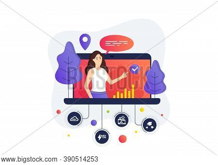 Seo Devices, Quickstart Guide And Quick Tips Icons Simple Set. Online Course Banner. Remote Educatio