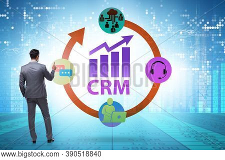 CRM custromer relationship management concept with businessman