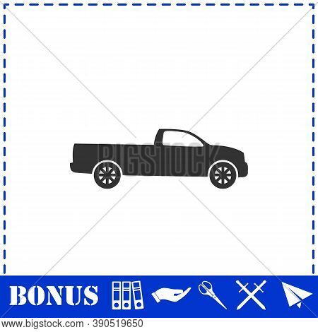 Pickup Truck Icon Flat. Simple Vector Symbol And Bonus Icon