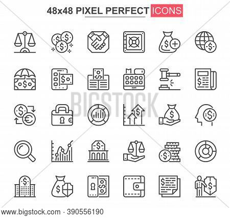 Finance Thin Line Icons Set. Online Banking, Capital Investment Unique Design Icons. Financial Depos