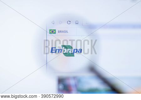 New York, Usa - 29 September 2020: Embrapa Embrapa.br Company Website With Logo Close Up, Illustrati