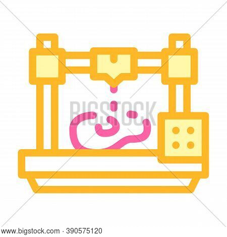 Printing Prostheses On 3d Printer Color Icon Vector Illustration