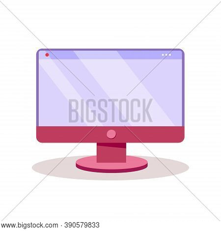 Personal Computer In Flat Style. Desktop Computer. Computer Icon Isolated On Background.
