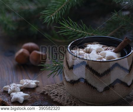 New Year. Sweet Gingerbread Cookies. Hot Cocoa With Marshmallows.