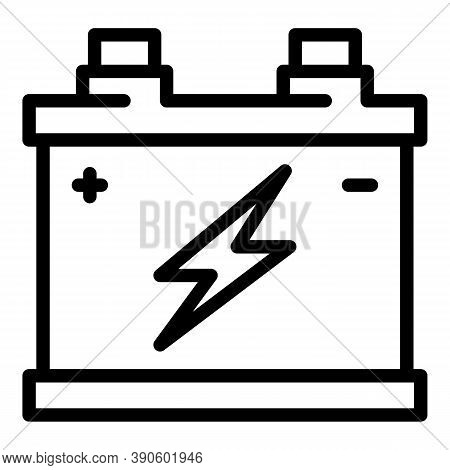 Power Car Battery Icon. Outline Power Car Battery Vector Icon For Web Design Isolated On White Backg