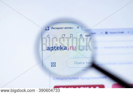 New York, Usa - 29 September 2020: Apteka.ru Apteka Company Website With Logo Close Up, Illustrative