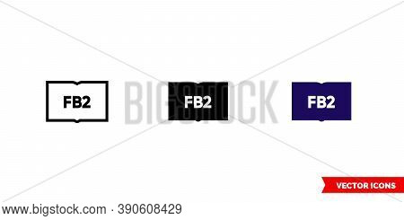 Fb2 Icon Of 3 Types Color, Black And White, Outline. Isolated Vector Sign Symbol.