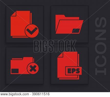 Set Eps File Document, Document And Check Mark, Document Folder And Delete Folder Icon. Vector