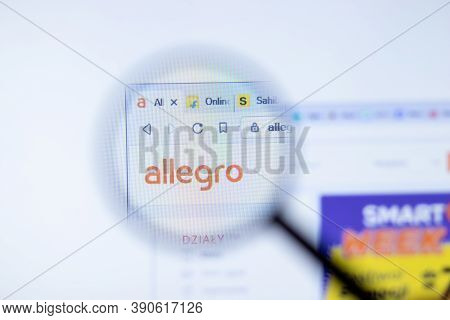 New York, Usa - 29 September 2020: Allegro Allegro.pl Company Website With Logo Close Up, Illustrati