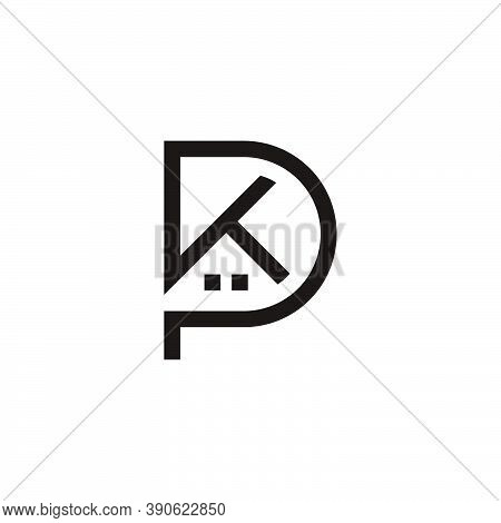 Letter Pk Home Shape Simple Geometric Line Symbol Logo Vector