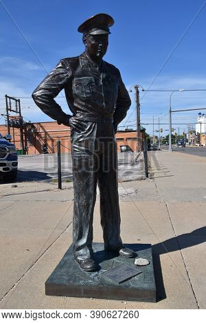 Rapid City, South Dakota, August 14, 2020. The Statue Is General Dwight Eisenhower And President Loc