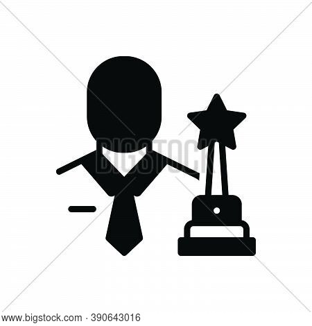 Black Solid Icon For Champion Winner Prize-winner Medalist Trophy Celebration