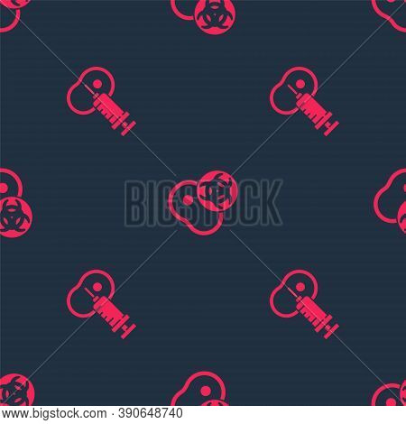 Set Genetically Modified Meat And On Seamless Pattern. Vector