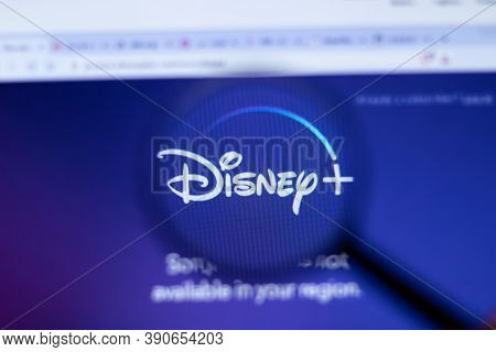 New York, Usa - 29 September 2020: Disney Plus Company Website With Logo Close Up, Illustrative Edit