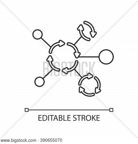 Synergetic Network Linear Icon. Business Collaboration. Communication Technology. Thin Line Customiz