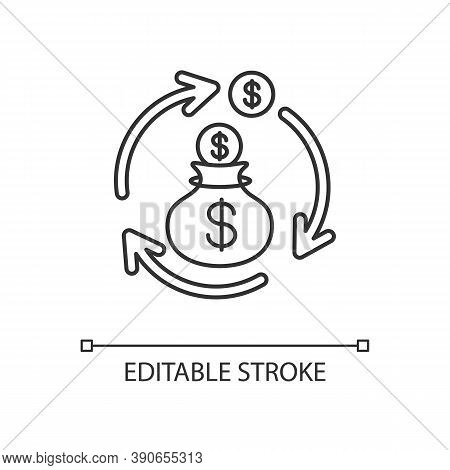 Revenue Synergy Linear Icon. Accounting Process. Money Exchange. Flow Of Income. Thin Line Customiza