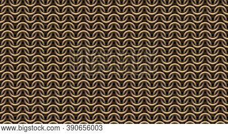 Chain Mail Medieval Seamless Pattern Bronze Background. Gilded Metal Chain Armor Texture. Brass Ring