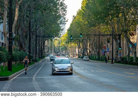 Tbilisi, Georgia - 18 October, 2020: Restored Chavchavadze Avenue In Tbilisi