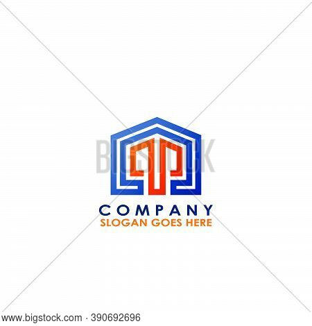 Building House Q And P, Qp Letter Logo With Building House Vector Design Of Architectur For Business