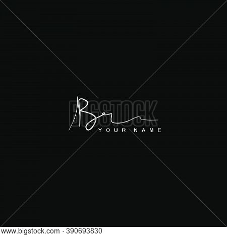 Signature Logo  B And R, Br Initial Letter. Handwriting Calligraphic Signature Logodesign.