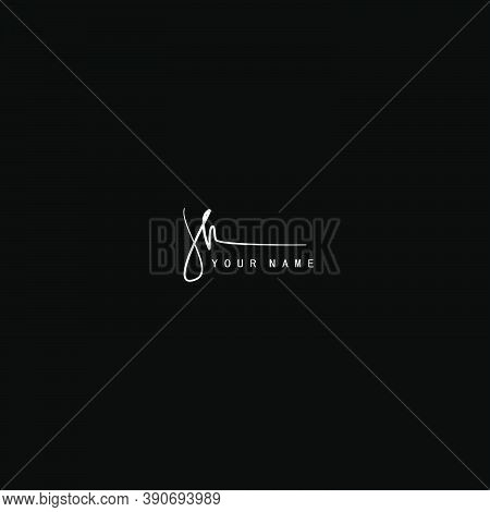 Signature Logo  J And H, Jh Initial Letter. Handwriting Calligraphic Signature Logo Design.