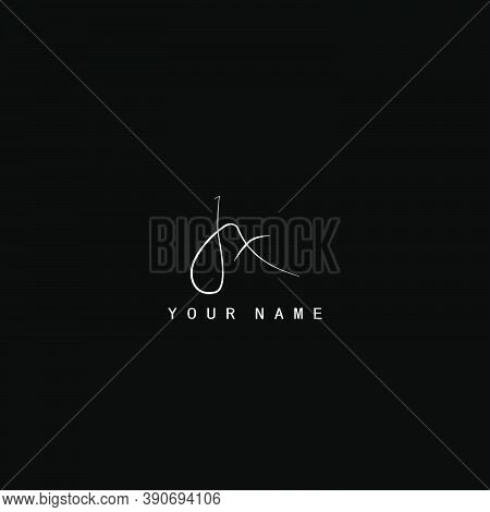 Signature Logo  J And X, Jx Initial Letter. Handwriting Calligraphic Signature Logo Design.