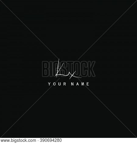 Signature Logo  K And X, Kx Initial Letter. Handwriting Calligraphic Signature Logo Design.
