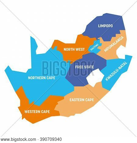 Colorful Political Map Of South Africe, Rsa. Administrative Divisions - Provinces. Simple Flat Vecto