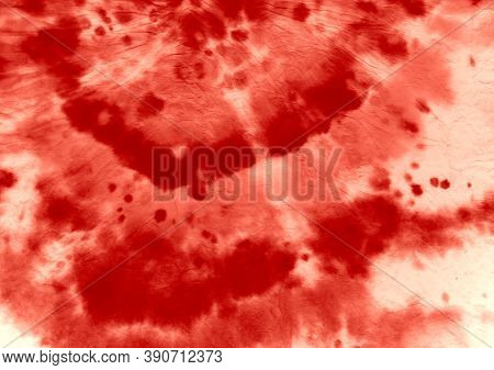 Circle Light Roll. Color Grunge Painting. Batik Shirt. Red Dyeing Pattern. Tye Dye Art Kaleidoscope.